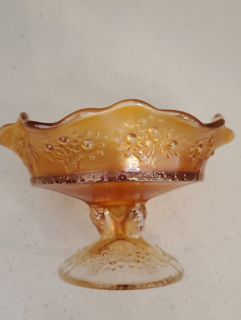 Fenton Orange Tree Marigold Carnival Glass Parfait or Bowl - Picture 3 of 8